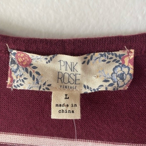 pink rose vintage striped lightweight sweater - Picture 5 of 8